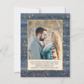 Floral navy blue, goud Bespaar de Datum Foto Save The Date (Achterkant)