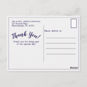 Floral Navy Blue Grey Bird Foto Weduwen Bedankt Briefkaart (Achterkant)