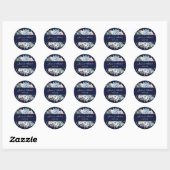 Floral Navy Blue Hydrangea Waterverf Wedding Ronde Sticker (Vel)
