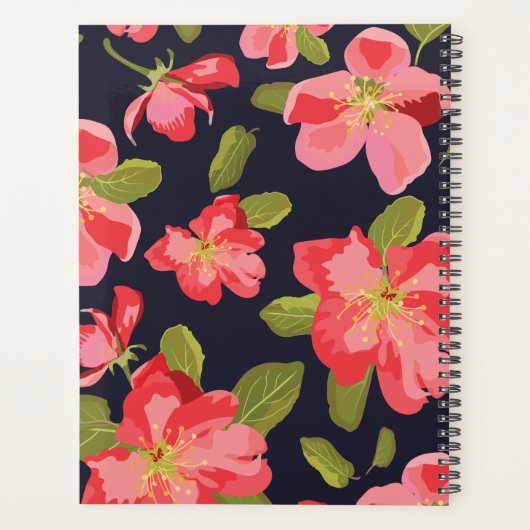 Floral Navy Blue Monogram Name Botanical 2022 Planner (Achterkant)