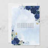 Floral Navy Blue Princess Birthday Quinceanera Kaart (Achterkant)