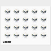 Floral Navy Blue Pumpkin Baby shower Ronde Sticker (Vel)