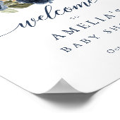 Floral Navy Blue Pumpkin Baby shower Welkomstbord Poster (Hoek)
