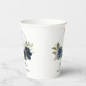 Floral Navy Blue Pumpkin Herfst Vrijgezellenfeest Papieren Bekers (Rechts)