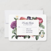  Floral Navy Blue RSVP-kaart Kaart (Voorkant)