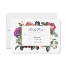 Floral Navy Blue RSVP-kaart