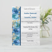 FLORAL  NAVY BLUE RUSTIC WEDDING NAVY KAART (Staand voorkant)