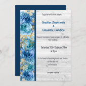 FLORAL  NAVY BLUE RUSTIC WEDDING NAVY KAART (Voorkant / Achterkant)