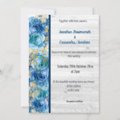 FLORAL NAVY BLUE RUSTIC WHITEWASH WEDING KAART (Voorkant)