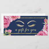  "Floral Navy Blue Salon Gift"-certificaten (Voorkant / Achterkant)
