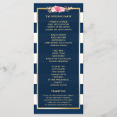 "Floral Navy Blue Striped Wedding"-programma Programmakaart (Achterkant)