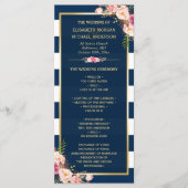 "Floral Navy Blue Striped Wedding"-programma Programmakaart (Voorkant)