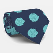 Floral Navy Blue Stropdas (Opgerold)
