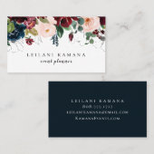 Floral Navy Blue van de moderne Waterverf Visitekaartje (Voorkant / Achterkant)