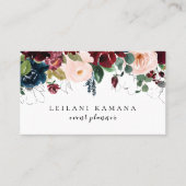 Floral Navy Blue van de moderne Waterverf Visitekaartje (Voorkant)
