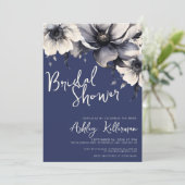 Floral Navy Blue Vrijgezellenfeest Kaart (Staand voorkant)