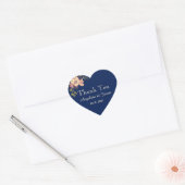 Floral Navy Blue Weddenschap Hart Sticker (Envelop)