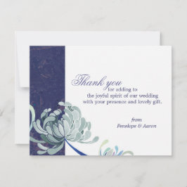 Floral Navy Blue Wedding Flat Dank u kaart