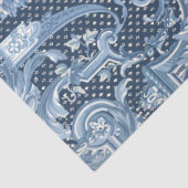  Floral Navy Blue White Elegant Decoupage Tissuepapier (Detail)