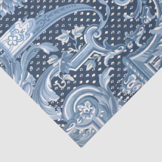  Floral Navy Blue White Elegant Decoupage Tissuepapier (Detail)
