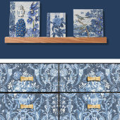  Floral Navy Blue White Elegant Decoupage Tissuepapier