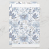 Floral Navy Blue Writing Paper Dated Lined Paper Briefpapier (Voorkant / Achterkant)