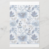 Floral Navy Blue Writing Paper Dated Lined Paper Briefpapier (Voorkant)