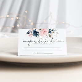 Floral navy blush Date night idea Enclosure Card Informatiekaartje