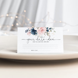 Floral navy blush Date night idea Enclosure Card Informatiekaartje
