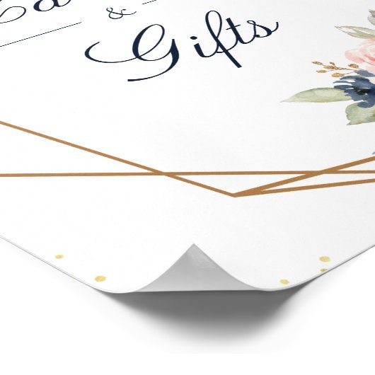 Floral Navy & blush geometrische Kaarten & cadeaub Poster (Hoek)