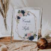 Floral Navy & blush geometrische Kaarten & cadeaub Poster