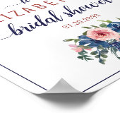 Floral Navy Blush Roos Gold Vrijgezellenfeest Welk Poster (Hoek)