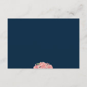 Floral navy blush script bruiloft gastgegevens informatiekaartje (Achterkant)