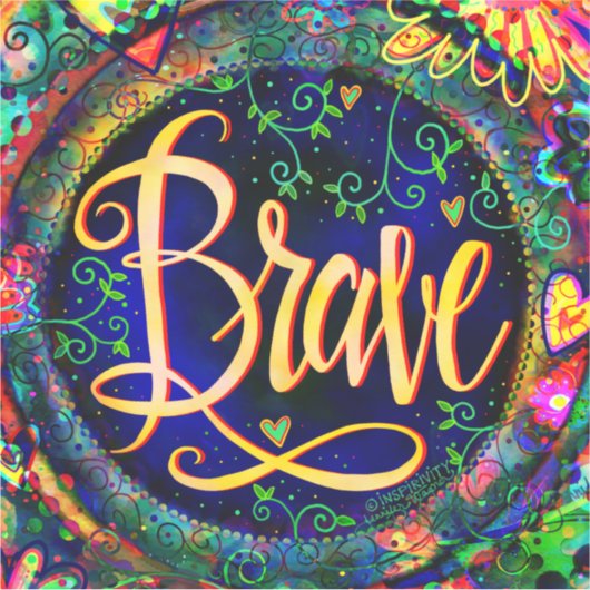  Floral Navy Brave Inspirivity Sticker (Voorkant)