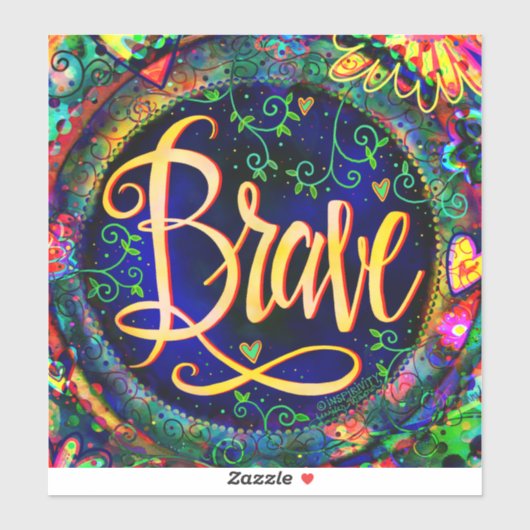  Floral Navy Brave Inspirivity Sticker (Vel)