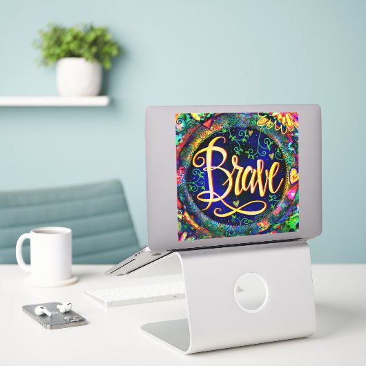  Floral Navy Brave Inspirivity Sticker (Laptop op bureau)
