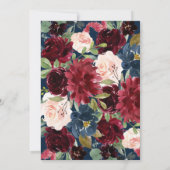 Floral Navy Burgundy Blush Wedding Kaart (Achterkant)