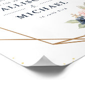 Floral Navy en blush geometrische bruiloft Poster (Hoek)