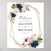 Floral Navy en blush geometrische bruiloft Poster (Voorkant)
