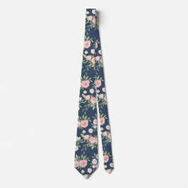 Floral Navy en Blush Stropdas