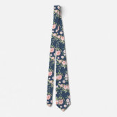 Floral Navy en Blush Stropdas (Achterkant)