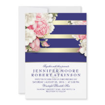  Floral Navy en Gold Stripes Wedding