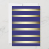  Floral Navy en Gold Stripes Wedding Kaart (Achterkant)