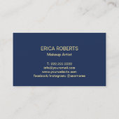  Floral Navy & Gold Makeup Artist Visitekaartje (Achterkant)