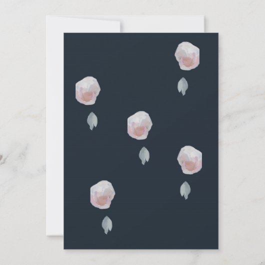 Floral Navy & Gold Wedding Invitation Kaart (Achterkant)