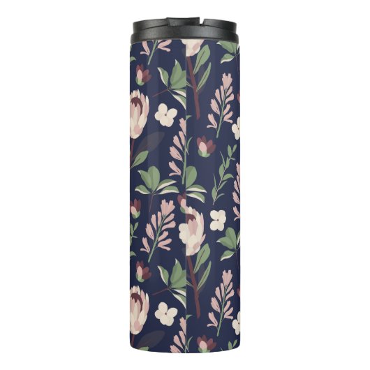 Floral Navy Monogram Thermosbeker (Achterkant)