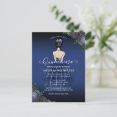 Floral Navy Princess Gold Birthday Quinceañera Briefkaart (Staand voorkant)