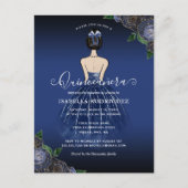 Floral Navy Princess Gold Birthday Quinceañera Briefkaart (Voorkant)
