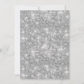 Floral Navy & Silver quinceanera-uitnodiging Kaart (Achterkant)