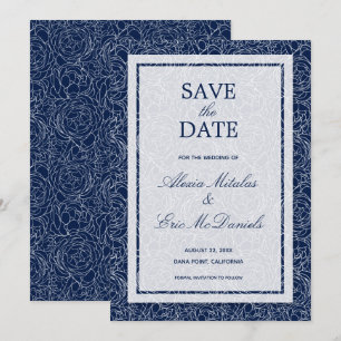 Floral Navy Wedding Save The Date
